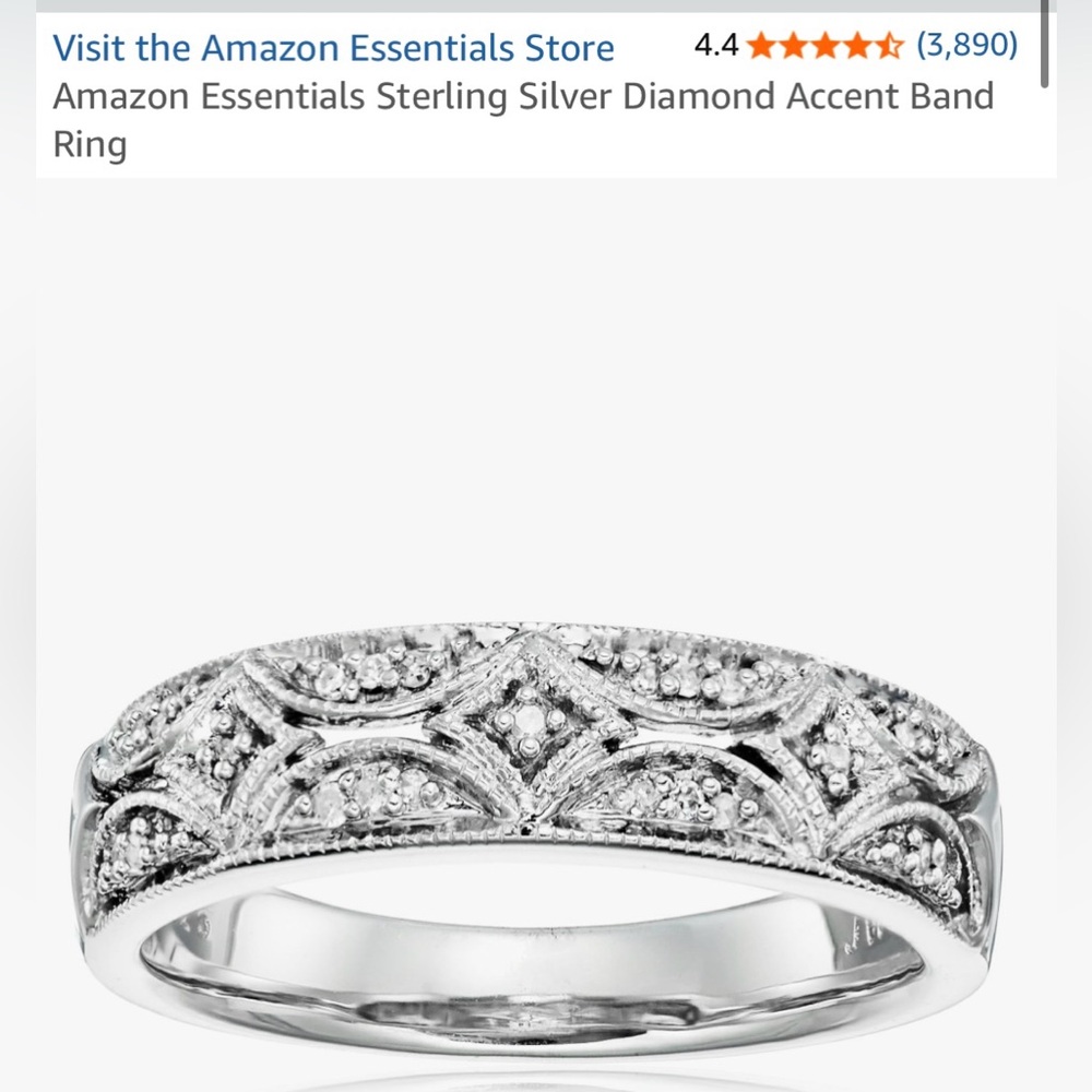 Two sterling Silver diamond heart ring and band sz 8 1/20cttw breathtaking - Picture 5 of 5